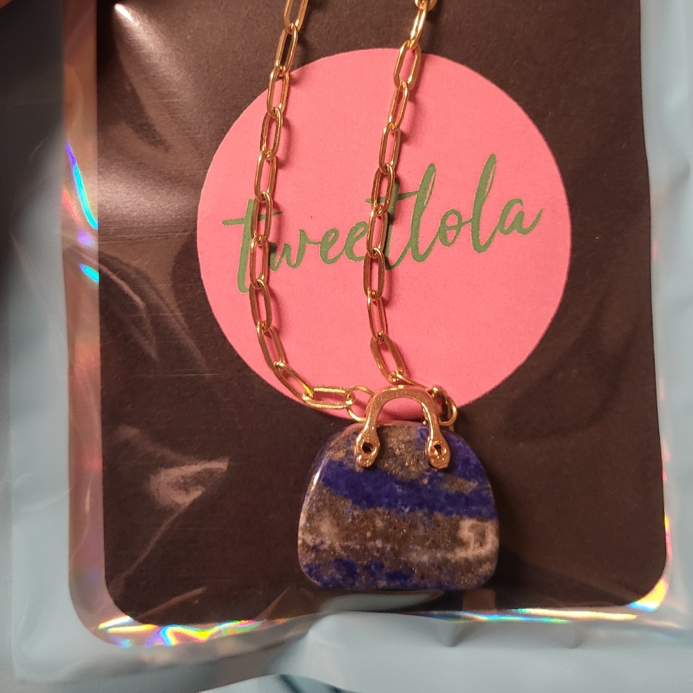 New Labubu Lafufu Bag Lapis Blue Natural Crystal Gemstone